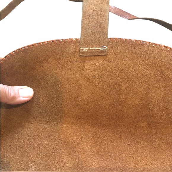 Handmade Leather Handbag Brown Adjustable Strap Hand Tooled - Picture 4 of 6